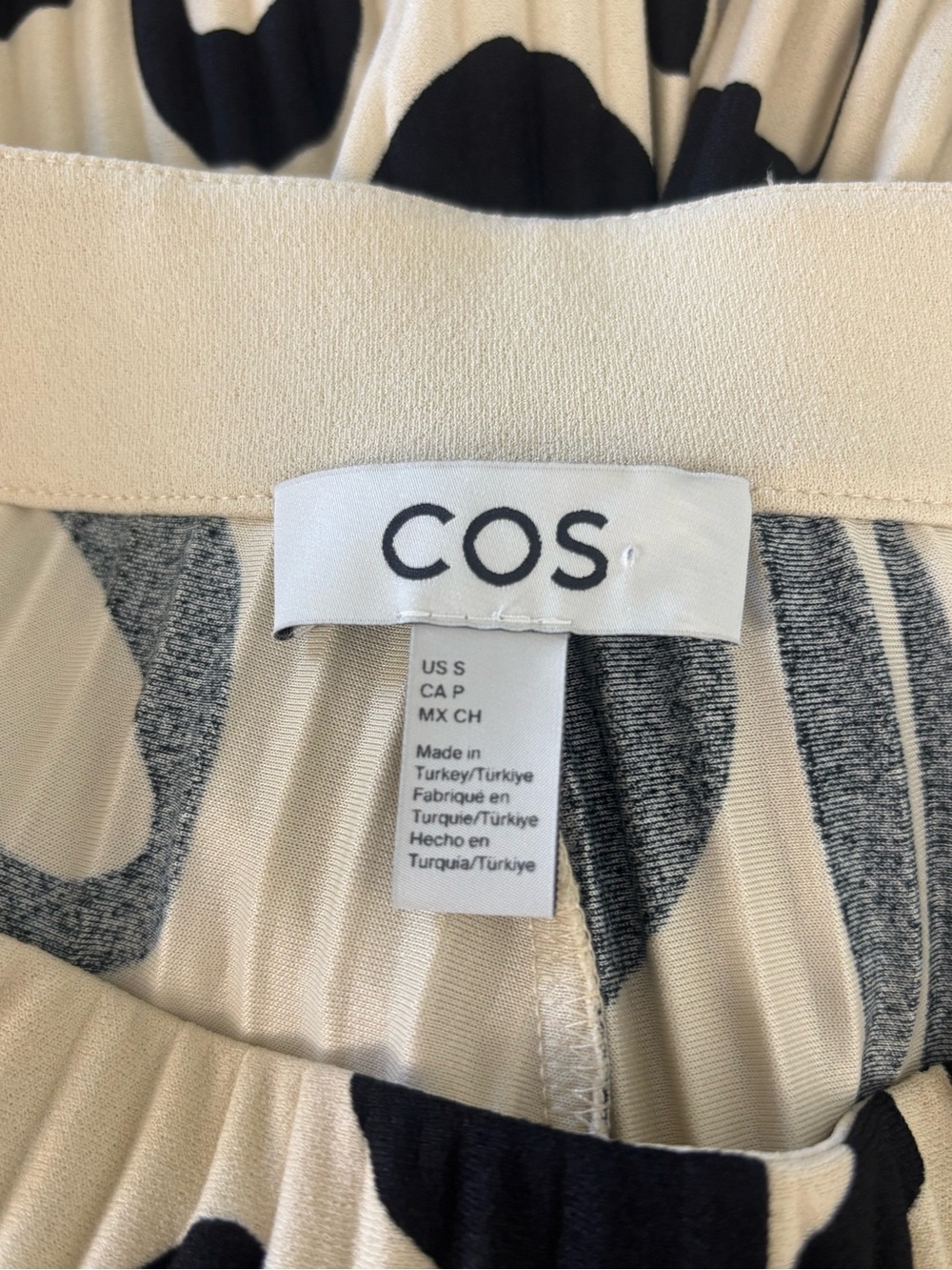 COS Pleated Elasticated Trousers black and beige abstract graphic print size S - Picture 7 of 7